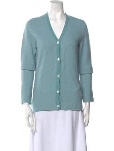 Pre-owned Lucien Pellat-finet Cashmere V-neck Sweater In Blue