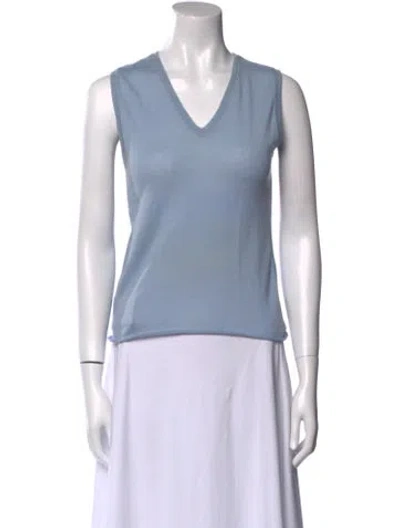 Pre-owned Lucien Pellat-finet Cashmere V-neck Sweater In Blue