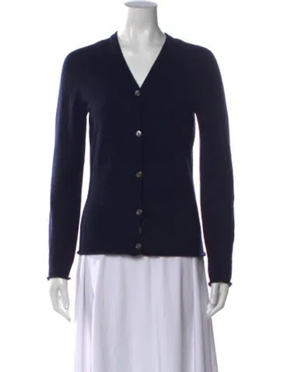 Pre-owned Lucien Pellat-finet Cashmere V-neck Sweater In Blue