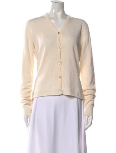 Pre-owned Lucien Pellat-finet Cashmere V-neck Sweater In Neutrals