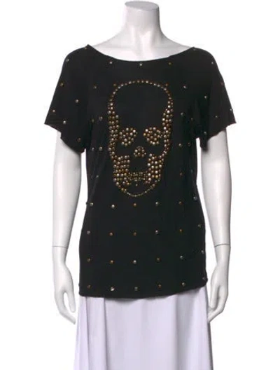 Pre-owned Lucien Pellat-finet Graphic Print Scoop Neck T-shirt In Black