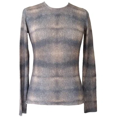 Pre-owned Lucien Pellat-finet Top Cashmere And Silk M Gorgeous Print Muted Colours M In Gray