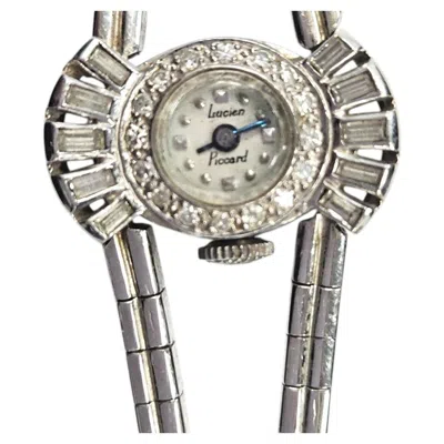 Pre-owned Lucien Piccard Antique Diamond Ladies Watch 18 Karat White Gold, Circa 1950
