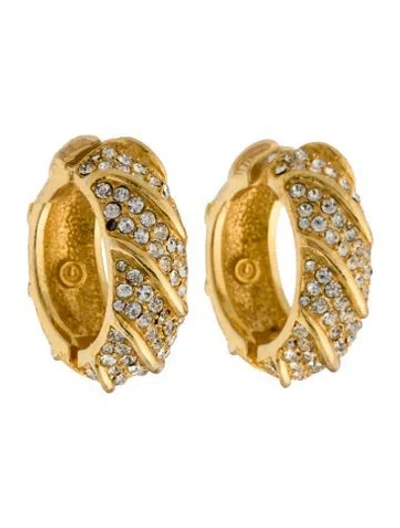 Pre-owned Lucien Piccard Glass Clip-on Earrings In Transparent