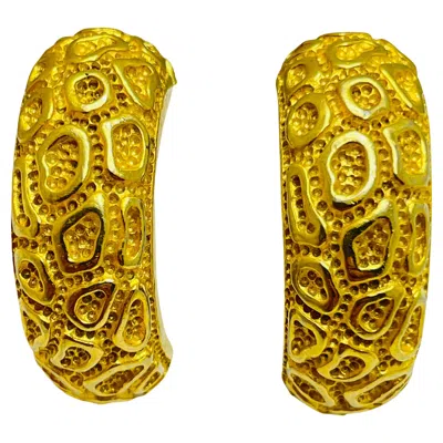 Pre-owned Lucien Piccard Signed Vintage Gold Tone Designer Clip On Earrings In Multi