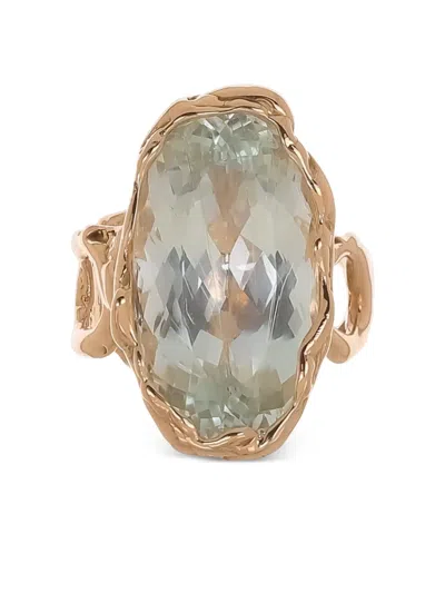 Lucifer Vir Honestus 18k Rose Gold Reticolo Aquamarine Ring