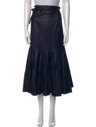 Pre-owned Lucille De Paris Pleated Accents Midi Length Skirt In Blue