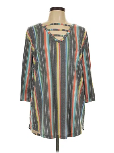 Pre-owned Lucky & Blessed 3/4 Sleeve Blouse In Blue