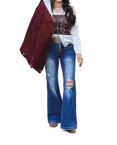 Lucky & Blessed Dark Wash High Rise Jeans In Blue In White