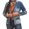 Lucky & Blessed Denim Patchwork Western Blazer In Multi In Blue