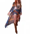 Lucky & Blessed Desert Duster In Blue In Multi