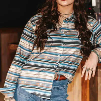 Lucky & Blessed Fairport Serepe Pearl Snap Shirt In Jade Beige In Multi