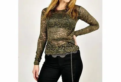 Lucky & Blessed Floral Lace Layering Top In Olive In Green