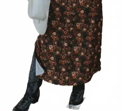 Lucky & Blessed Floral Saddle High Waisted Skirt In Black In Multi
