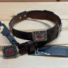 Lucky & Blessed Girl's Genuine Leather Belt In Brown With Red Conchos