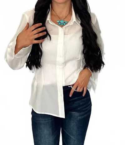 Lucky & Blessed Long Sleeve Western Button-down Shirt In Ivory In White