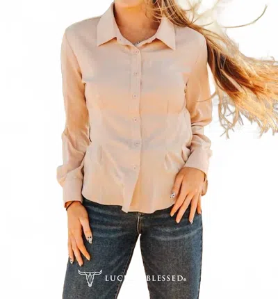 Lucky & Blessed Mercedes Western Button-down Shirt In Beige In Neutral