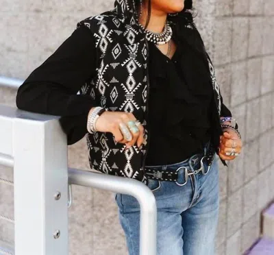 Lucky & Blessed Outlaw Aztec Vest In Black In Multi