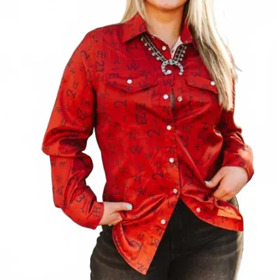 Lucky & Blessed Rancher Long Sleeve Top In Red