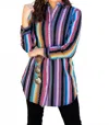 Lucky & Blessed Serape Button Up Tunic Shirt In Purple In Multi