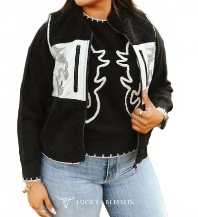 Lucky & Blessed Sherpa Western Vest In Black