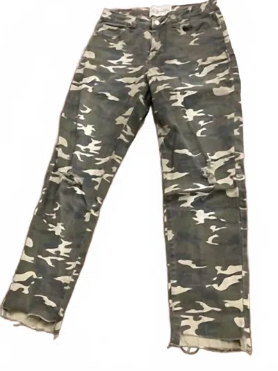 Lucky & Blessed Women's Camo Boot Cut Jeans In Green