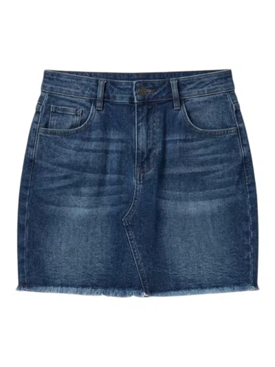 Lucky & Blessed Women's Hemless Denim Skirt In Blue