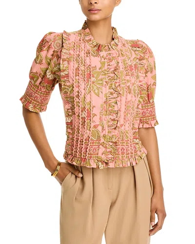 Lucky & Coco Printed Ruffled Blouse