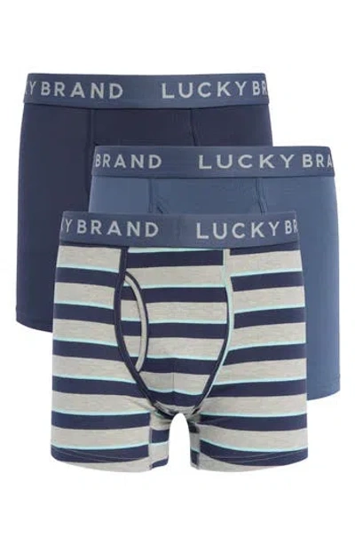 Lucky Brand 3-pack Assorted Boxer Briefs In Mood Indigo Multi
