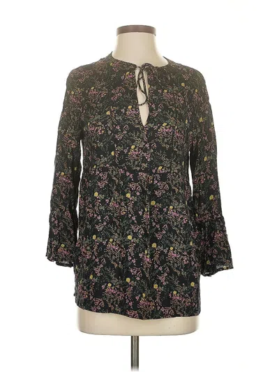 Pre-owned Lucky Brand 3/4 Sleeve Blouse In Black