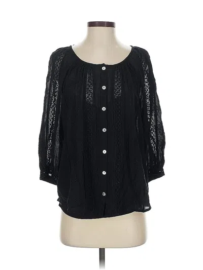 Pre-owned Lucky Brand 3/4 Sleeve Blouse In Black