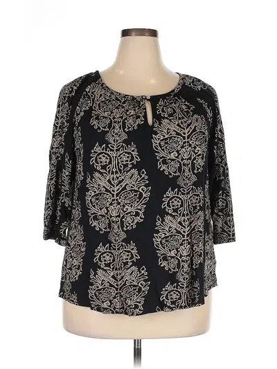Pre-owned Lucky Brand 3/4 Sleeve Blouse In Black