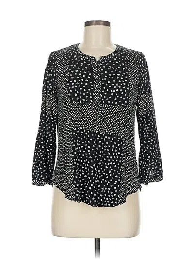 Pre-owned Lucky Brand 3/4 Sleeve Blouse In Black