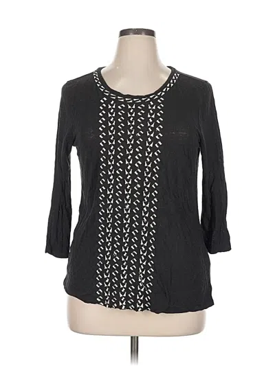 Pre-owned Lucky Brand 3/4 Sleeve Blouse In Black