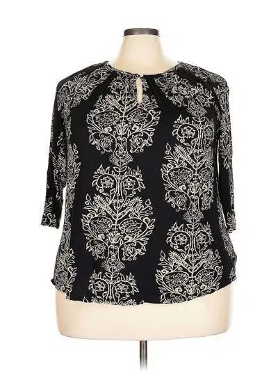 Pre-owned Lucky Brand 3/4 Sleeve Blouse In Black
