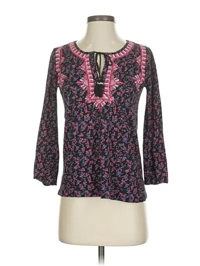 Pre-owned Lucky Brand 3/4 Sleeve Blouse In Black