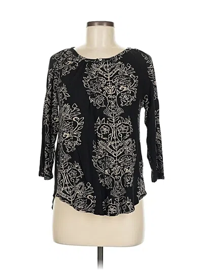 Pre-owned Lucky Brand 3/4 Sleeve Blouse In Black