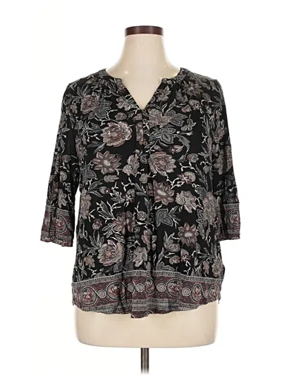 Pre-owned Lucky Brand 3/4 Sleeve Blouse In Black