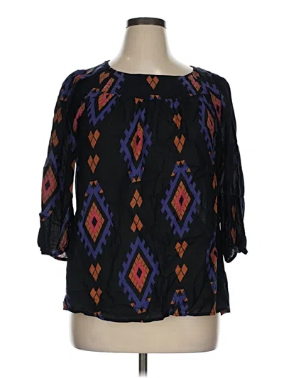 Pre-owned Lucky Brand 3/4 Sleeve Blouse In Black