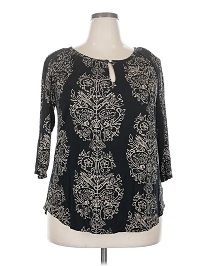 Pre-owned Lucky Brand 3/4 Sleeve Blouse In Black