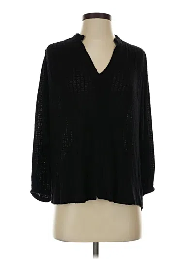 Pre-owned Lucky Brand 3/4 Sleeve Blouse In Black