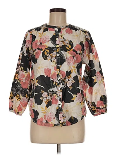 Pre-owned Lucky Brand 3/4 Sleeve Blouse In Black