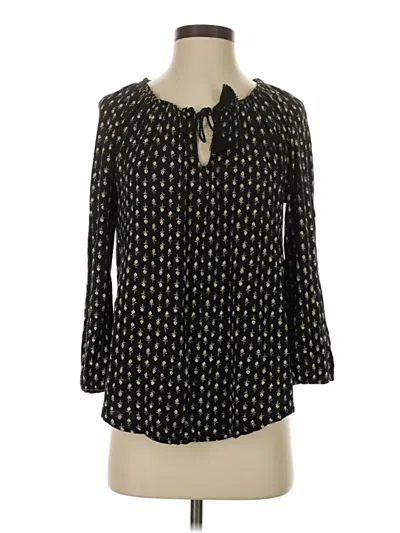 Pre-owned Lucky Brand 3/4 Sleeve Blouse In Black