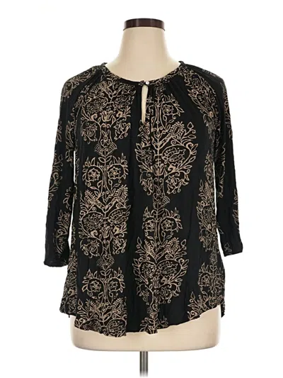Pre-owned Lucky Brand 3/4 Sleeve Blouse In Black
