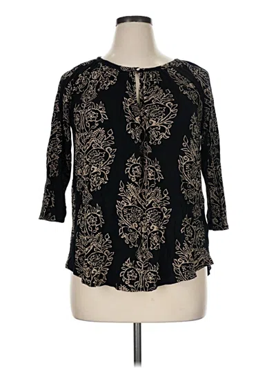 Pre-owned Lucky Brand 3/4 Sleeve Blouse In Black
