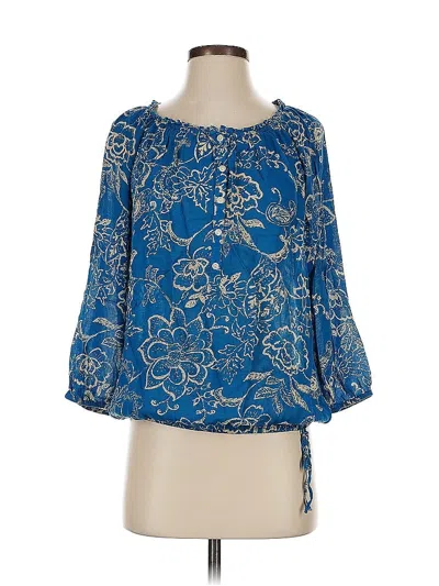 Pre-owned Lucky Brand 3/4 Sleeve Blouse In Blue