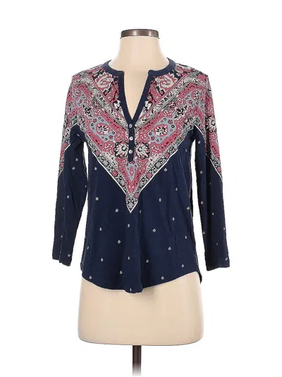 Pre-owned Lucky Brand 3/4 Sleeve Blouse In Blue