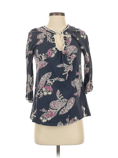 Pre-owned Lucky Brand 3/4 Sleeve Blouse In Blue