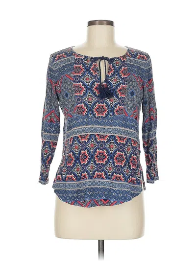 Pre-owned Lucky Brand 3/4 Sleeve Blouse In Blue