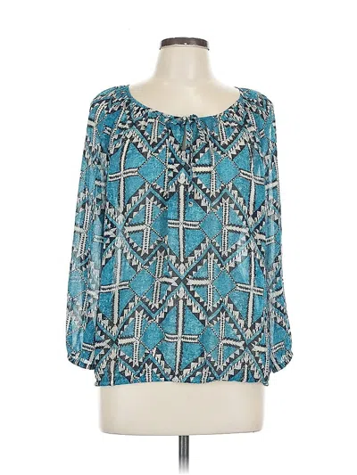 Pre-owned Lucky Brand 3/4 Sleeve Blouse In Blue
